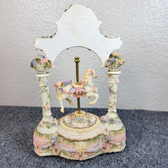 Home Traditions Musical Carousel Horse Figurine Pastel Cherub Canopy Non-Working - Picture 4 of 13